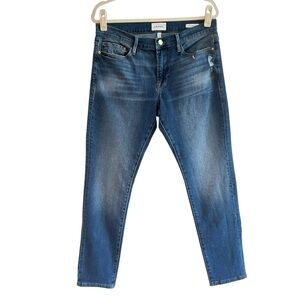 Frame Le Garcon in Azure Mid Rise Boyfriend Ankle Comfort Stretch Denim Jeans 30